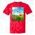 Frutiger Aero Aesthetic Tech Scenery Fishes Sunflower Raglan Baseball Tee Tie-Dye T-Shirts Red Tie-Dye