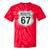 Retro Route 67 Highway Sign Vintage Road Nostalgia Tie-Dye T-Shirts Red Tie-Dye