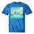 Frutiger Aero Y2k Aesthetic Palm Trees Cyber Beach World Tie-Dye T-Shirts Blue Tie-Dye