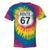 Retro Route 67 Highway Sign Vintage Road Nostalgia Premium Tri-Blend Tie-Dye T-Shirts Rainbow Tie-Dye