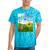 Frutiger Aero Aesthetic Tech Scenery Fishes Sunflower Tie-Dye T-Shirts Turquoise Tie-Dye