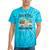 Holiday Scene Nostalgia North Pole Tree Farm Merry Christmas Tie-Dye T-Shirts Turquoise Tie-Dye