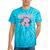 Nostalgia 80s 90s Retro Style Graphics Rose Pink Flower Tie-Dye T-Shirts Turquoise Tie-Dye