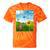Frutiger Aero Aesthetic Tech Scenery Fishes Sunflower Tie-Dye T-Shirts Orange Tie-Dye