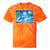 Frutiger Aero Dolphin Sunset Ocean With Palm Trees Y2k Premium Tie-Dye T-Shirts Orange Tie-Dye