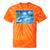 Frutiger Aero Dolphin Sunset Ocean With Palm Trees Y2k Tie-Dye T-Shirts Orange Tie-Dye