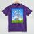 Frutiger Aero Aesthetic Tech Cherry Blossom Fishes Bubbles Raglan Baseball Tee Mineral Wash Tshirts Mineral Purple