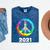 2021 Graduation Class Year Tie Dye Peace Sign Graduate Shirt Mineral Wash Tshirts Mineral Navy