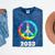 2033 Graduation Class Year Tie Dye Peace Sign Mineral Wash Tshirts Mineral Navy