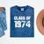 Class Of 1974 High School College Graduation Reunion Mineral Wash Tshirts Mineral Navy