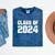 Class Of 2024 High School College Graduation Reunion T-Shirt Mineral Wash Tshirts Mineral Navy