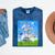 Frutiger Aero Aesthetic Tech Cherry Blossom Fishes Bubbles Mineral Wash Tshirts Mineral Navy