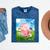 Frutiger Aero Aesthetic Tech Kawaii Strawberry Milk Fishes Mineral Wash Tshirts Mineral Navy
