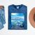 Frutiger Aero Aesthetic Tech Ocean Underwater Fishes Mineral Wash Tshirts Mineral Navy