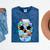 Frutiger Aero Aesthetic Tech Skull Computer Fishes Mineral Wash Tshirts Mineral Navy
