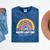 HAPPY LAST OF DAY SCHOOL Rainbow Teacher Student Graduation Mineral Wash Tshirts Mineral Navy