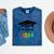 K -12th Grade Hand Prints Space Graduation Class Of 2034 Mineral Wash Tshirts Mineral Navy