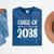 Kindergarten Class Of 2038 First Day School Graduation Girls Mineral Wash Tshirts Mineral Navy
