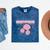 Nostalgia 80s 90s Retro Style Graphics Rose Pink Flower Mineral Wash Tshirts Mineral Navy