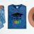 Pre-K -12th Grade Hand Prints Space Graduation Class Of 2037 Mineral Wash Tshirts Mineral Navy