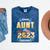 Proud Aunt Of A Class Of 2023 Graduate Graduation Women Mineral Wash Tshirts Mineral Navy
