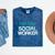 Social Worker Work Month MSW Graduation Masters Mineral Wash Tshirts Mineral Navy