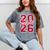Senior 2026 Graduation Varsity Red Letters On The Back Mineral Wash Tshirts Mineral Gray