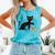 Cat Midcentury With Book And Coffee Atomic Age Mid Century Comfort Colors Tank Top Light Green