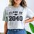 Class Of 2040 Grow With Me Graduation First Day Of School Comfort Color Blast T-Shirt Smoke