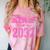 Class Of 2032 Pink Girls Shirt Graduation Comfort Color Blast T-Shirt Clay