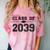 Class Of 2039 Grow With Me First Day Of School Graduation Comfort Color Blast T-Shirt Clay