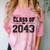 Class Of 2043 Grow With Me Graduation First Day Of School Comfort Color Blast T-Shirt Clay
