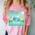 Frutiger Aero Y2k Aesthetic Palm Trees Cyber Beach World Comfort Color Blast T-Shirt Clay