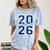 Class Of 2026 Graduation Varsity Navy Blue Letters Premium Tri-Blend Comfort Color Blast T-Shirt Ocean
