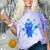 Yk2 Grunge Earthy Blue Cat With Stars Tomboy 90s Nostalgia Premium Tri-Blend Comfort Color Blast T-Shirt Amethyst
