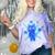 Yk2 Grunge Earthy Blue Cat With Stars Tomboy 90s Nostalgia Comfort Color Blast T-Shirt Amethyst