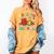 Back To School Checkered Book Pencil Groovy Teacher Student Women's Comfort Colors T-Shirt Mustard