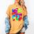 Frutiger Aero Aesthetic Tech Orb Pattern Heart Cherry Lips Women's Comfort Colors T-Shirt Mustard