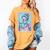 The Reader Retro Reading Skeleton Books Flowers Tarot Card Women's Comfort Colors T-Shirt Mustard