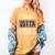 Straight Outta Cosmetology School Leopard Graduation Women's Comfort Colors T-Shirt Mustard