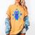 Yk2 Grunge Earthy Blue Cat With Stars Tomboy 90s Nostalgia Women's Comfort Colors T-Shirt Mustard