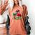Nostalgia Holiday Tees -Adult Christmas Flamingo Small Short Sleeve Crew Neck Cotton Polyester Lightweight Ribbed Cuff Winter Women's Comfort Colors T-Shirt Yam