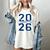 Class Of 2026 Graduation Varsity Navy Blue Letters Premium Tri-Blend Women's Comfort Colors T-Shirt Ivory