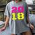 2018 Big Neon Numbers For The New Year Or Graduation Women's Comfort Colors T-Shirt Gray