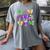Mardi Gras Teacher Coquette Bow Pencil Apple Book Women Girl Women's Comfort Colors T-Shirt Gray