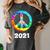 2021 Graduation Class Year Tie Dye Peace Sign Graduate Shirt Women's Comfort Colors T-Shirt Pepper