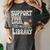 Cute Frog Support Your Local Library Librarian Book Lover Women's Comfort Colors T-Shirt Pepper