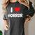 I Love Horror Heart Movies TV Show Books Writing Read Women's Comfort Colors T-Shirt Pepper