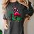 Nostalgia Holiday Tees -Adult Christmas Flamingo Small Short Sleeve Crew Neck Cotton Polyester Lightweight Ribbed Cuff Winter Women's Comfort Colors T-Shirt Pepper