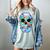 Frutiger Aero Aesthetic Tech Skull Computer Fishes Raglan Baseball Tee Women's Comfort Colors T-Shirt Denim